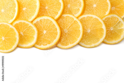 healthy food. sliced lemon isolated on white background top view