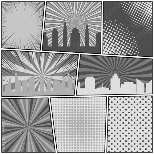 Comic book page monochrome background