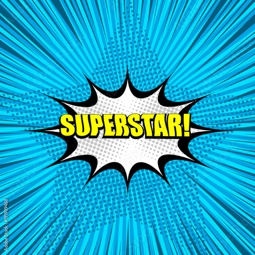 Superstar yellow comic wording background