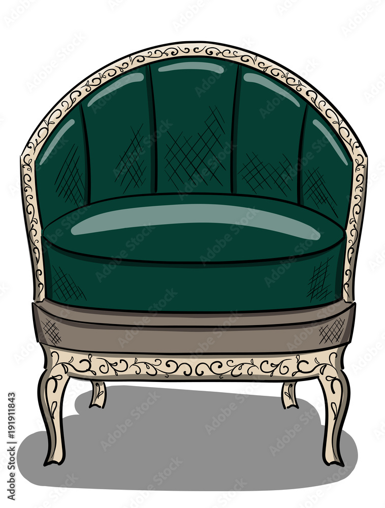 Φωτογραφία Armchair in the style of art nouveau with dark green upholstery and beige wood d