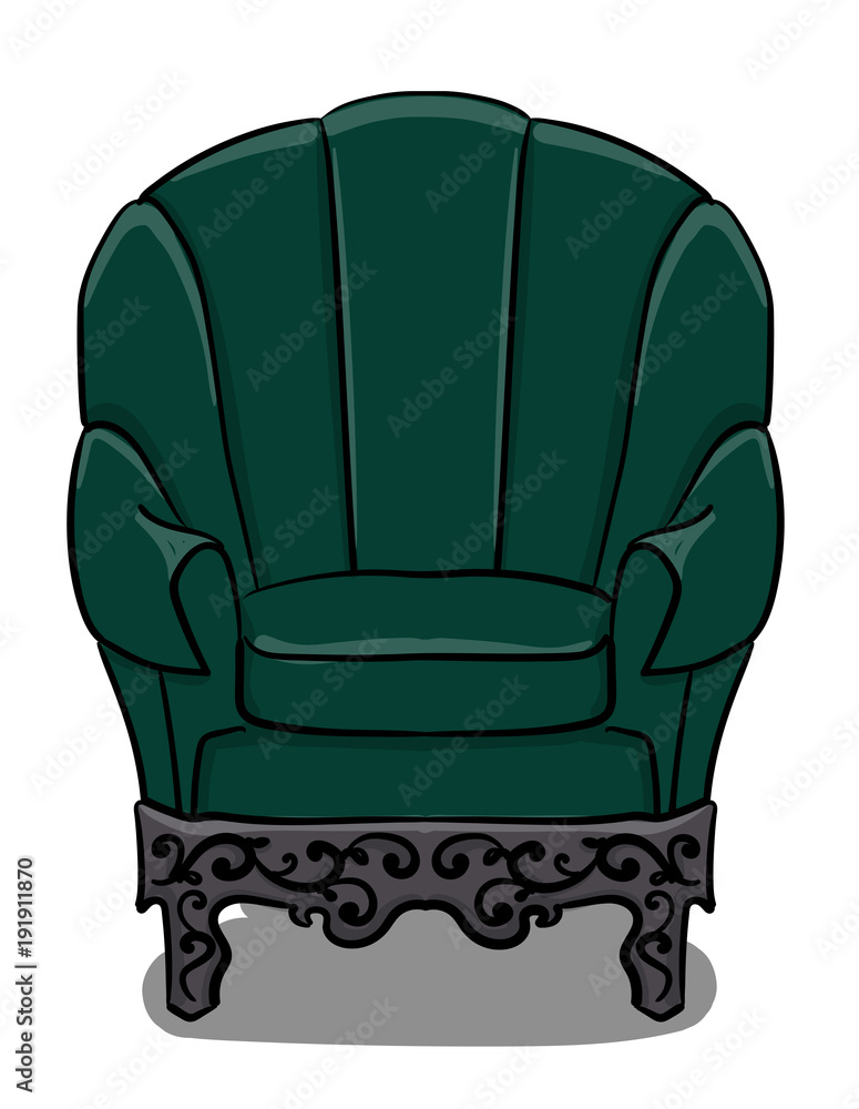 Φωτογραφία Large armchair with green upholstery and gray wooden details eps 10 illustration