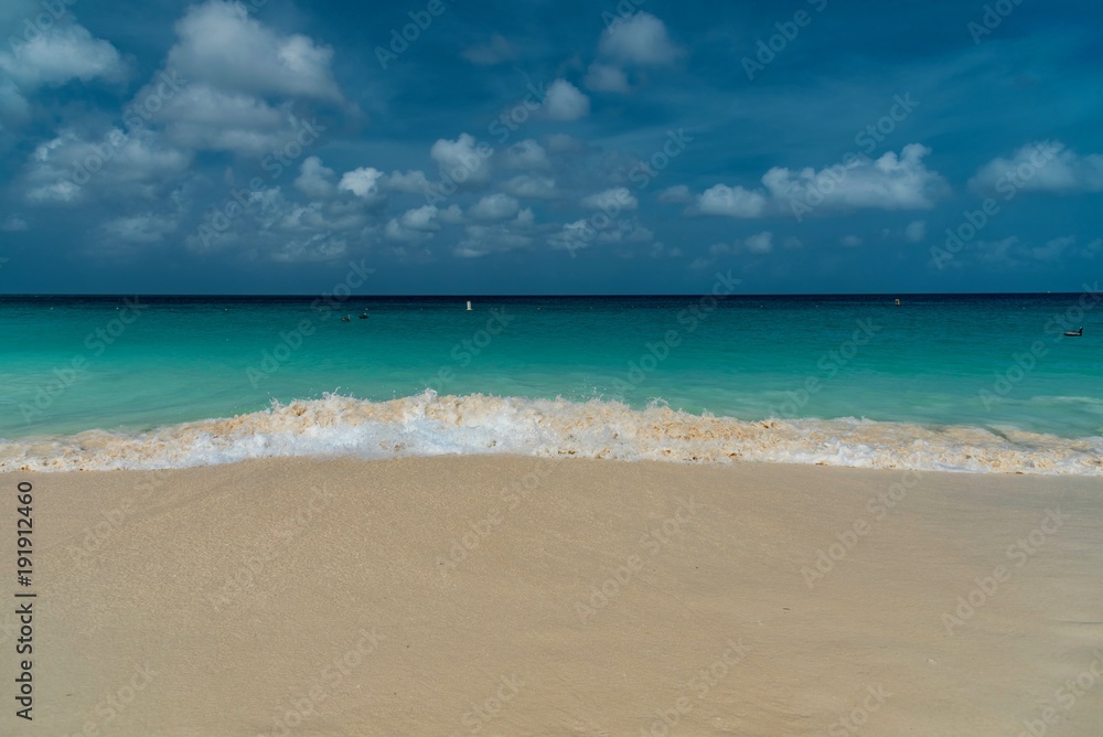 panorama on Eagle beach one of the most beautiful beaches of the Caribbean on the island of Aruba, Netherlands Antilles