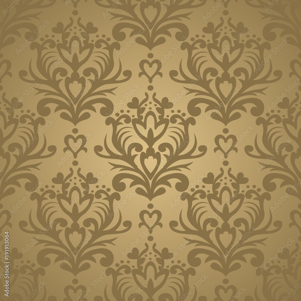 Vector floral damask pattern. Rich ornament, old Damascus style. Royal victorian seamless pattern for wallpapers, textile, wrapping, wedding invitation. EPS10