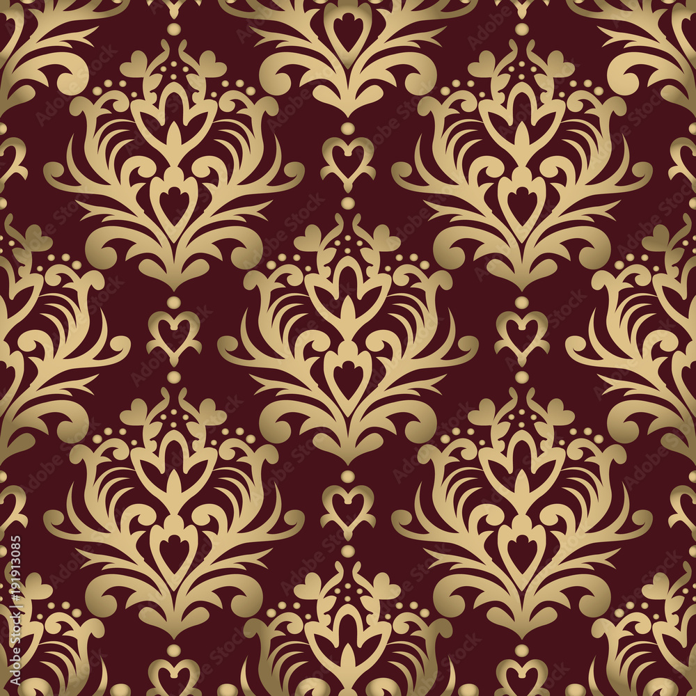 Vector seamless floral damask pattern. Rich ornament, old Damascus style. Royal victorian seamless pattern for wallpapers, textile, wrapping, wedding invitation. EPS10 Vector seamless floral damask pattern. Rich ornament, old Damascus style. Royal victorian seamless pattern for wallpapers, textile, wrapping, wedding invitation. EPS10