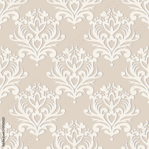 Vector seamless floral damask pattern. Rich ornament  old Damascus style. Royal victorian seamless pattern for wallpapers  textile  wrapping  wedding invitation.