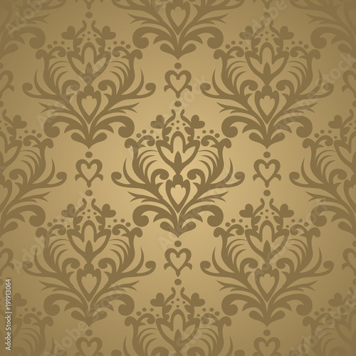 Vector floral damask pattern. Rich ornament, old Damascus style. Royal victorian seamless pattern for wallpapers, textile, wrapping, wedding invitation. EPS10 © Irina