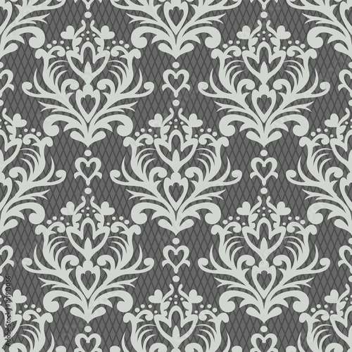 Vector floral damask pattern. Rich ornament, old Damascus style. Royal victorian seamless pattern for wallpapers, textile, wrapping, wedding invitation.