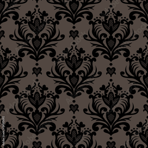 Vector seamless floral damask pattern. Rich ornament, old Damascus style. Royal victorian seamless pattern for wallpapers, textile, wrapping, wedding invitation. Damask woman pattern. EPS8