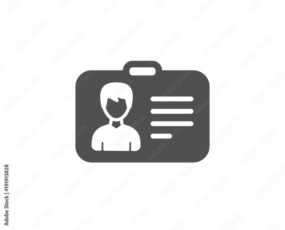 ID card simple icon. User Profile sign. Male Person silhouette symbol. Identification plastic card. Quality design elements. Classic style. Vector ID card simple icon. User Profile sign. Male Person silhouette symbol. Identification plastic card. Quality design elements. Classic style. Vector