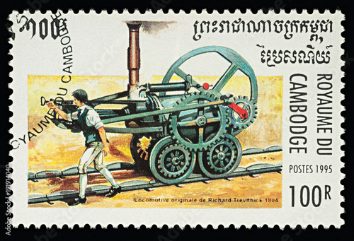 First railway steam locomotive by Richard Trevithick (1804)
