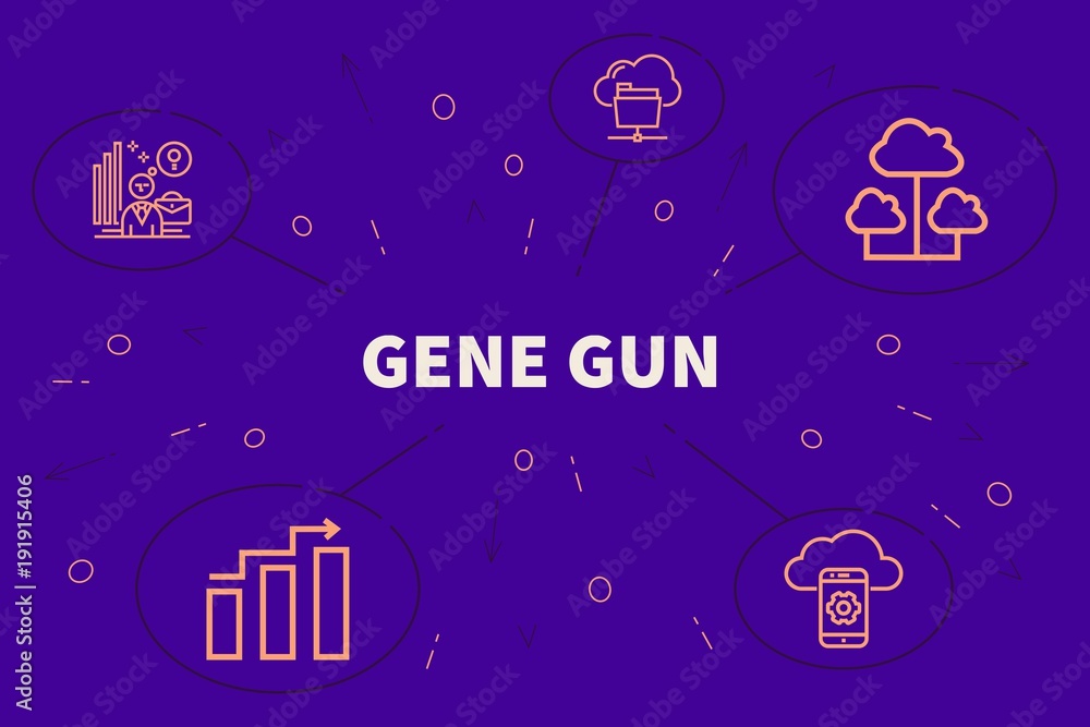Conceptual business illustration with the words gene gun Conceptual business illustration with the words gene gun
