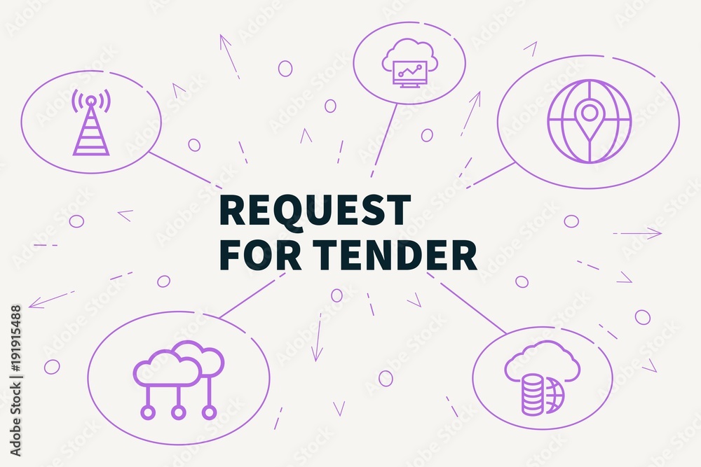 Conceptual business illustration with the words request for tender Conceptual business illustration with the words request for tender