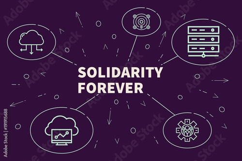 Conceptual business illustration with the words solidarity forever