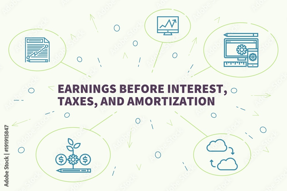 Photography Conceptual business illustration with the words earnings before interest, taxes,