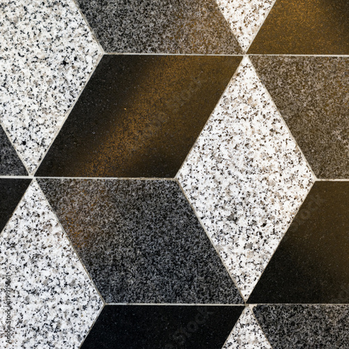 Part of mosaic rhombus ceramic floor tiles, background, texture