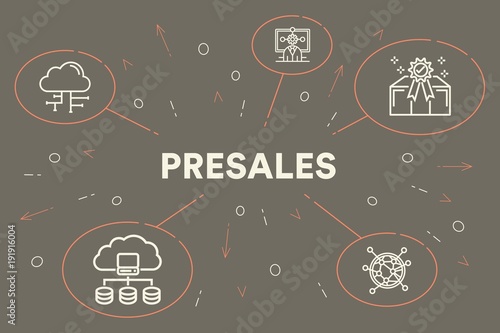 Conceptual business illustration with the words presales photo