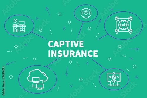 Tela Conceptual business illustration with the words captive insurance