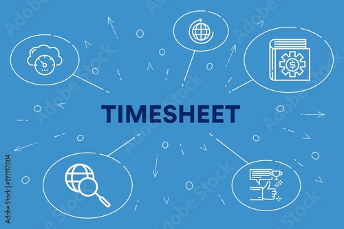 Conceptual business illustration with the words timesheet photo