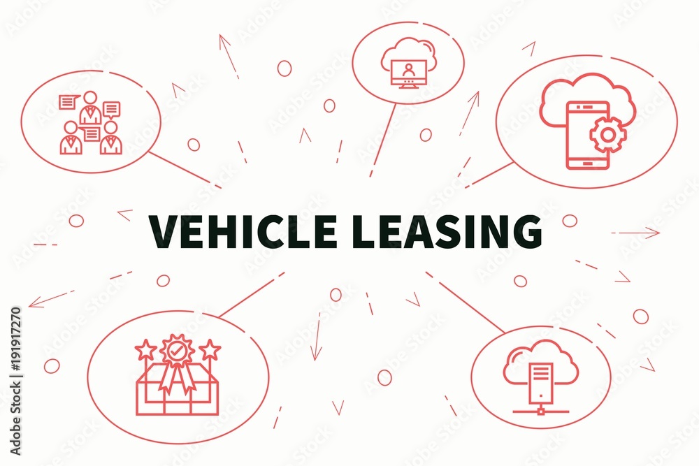 Conceptual business illustration with the words vehicle leasing Conceptual business illustration with the words vehicle leasing