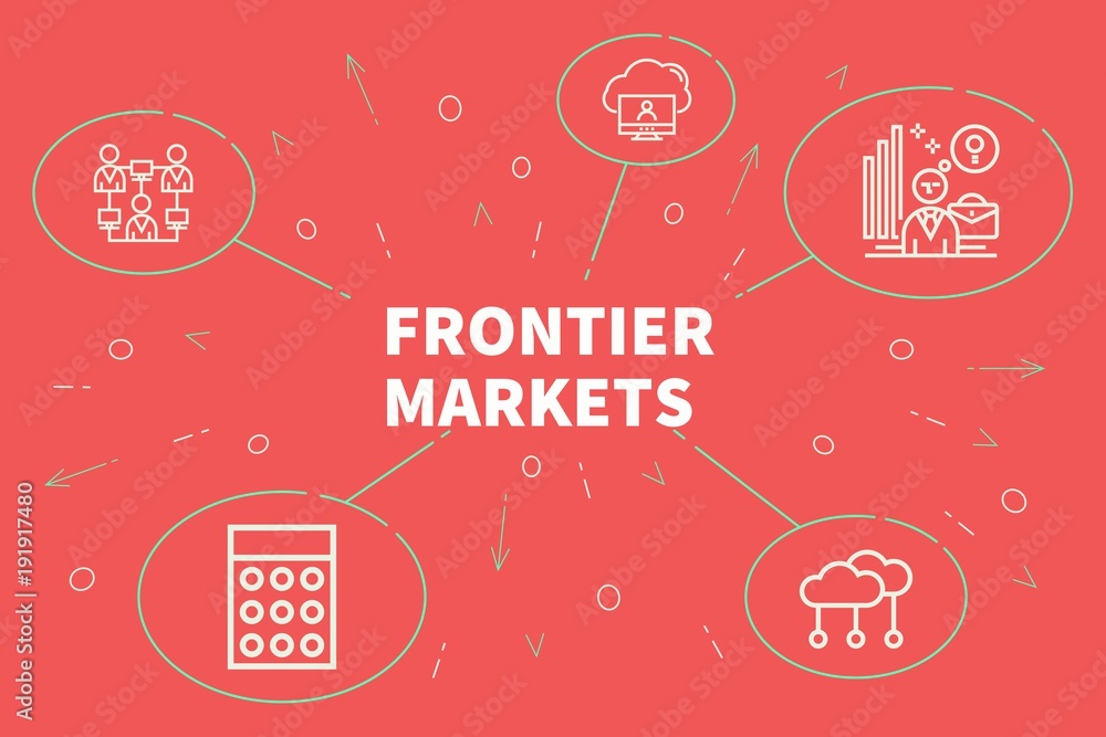Conceptual business illustration with the words frontier markets Conceptual business illustration with the words frontier markets