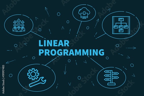Conceptual business illustration with the words linear programming photo