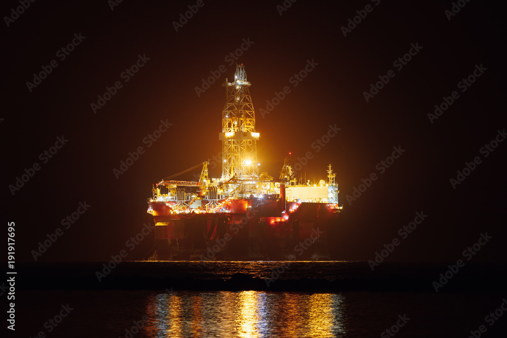 offshore oil platform at night offshore oil platform at night