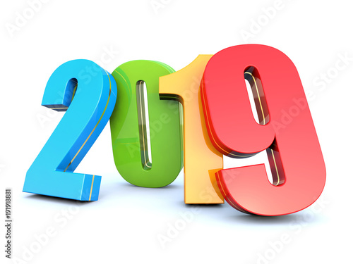 Happy New Year 2019 colorful calendar background