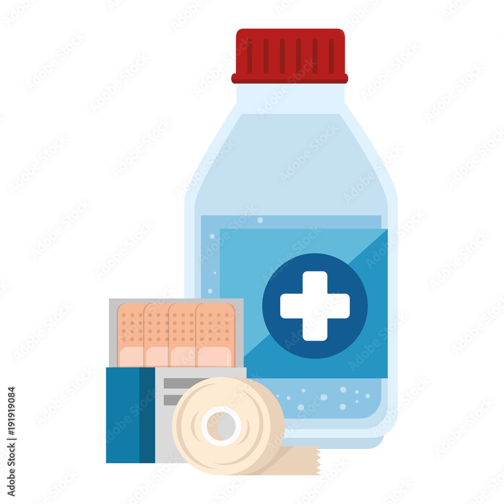 medicine bottle with bandages vector illustration design medicine bottle with bandages vector illustration design