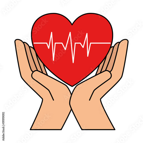 hands with heart cardio isolated icon vector illustration design