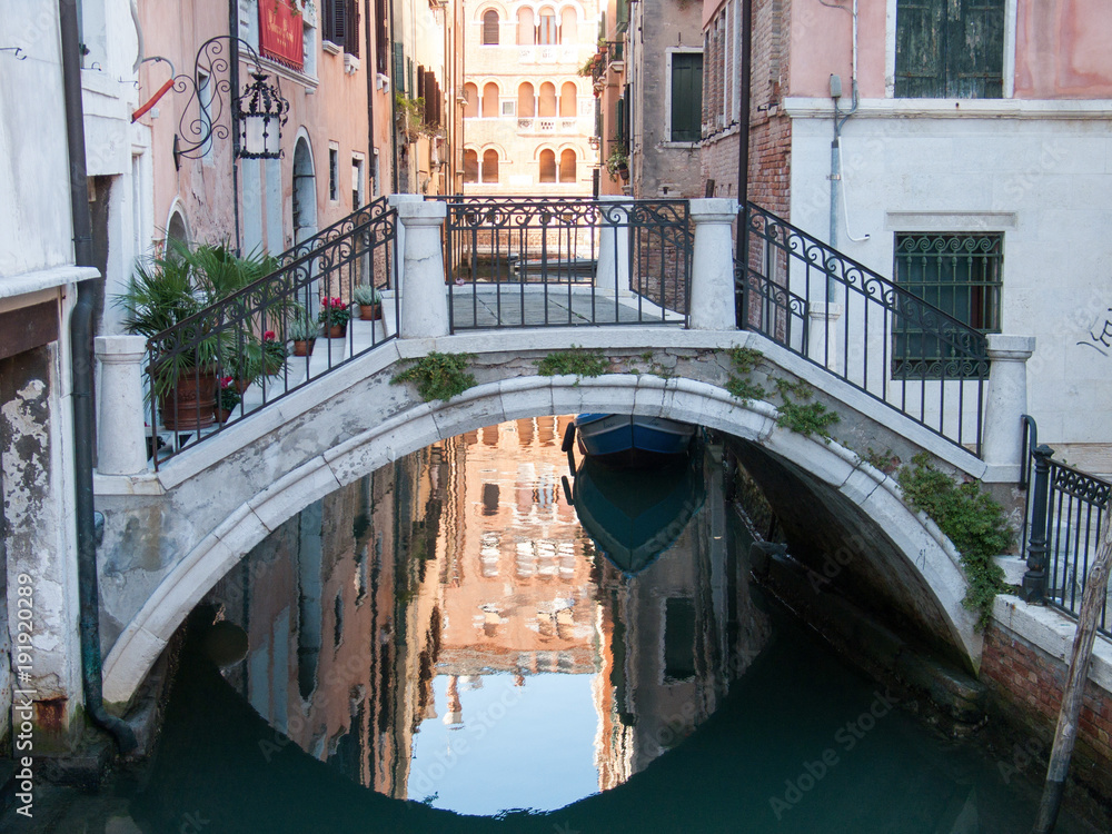 Beautiful bridge over little Venetian canal
