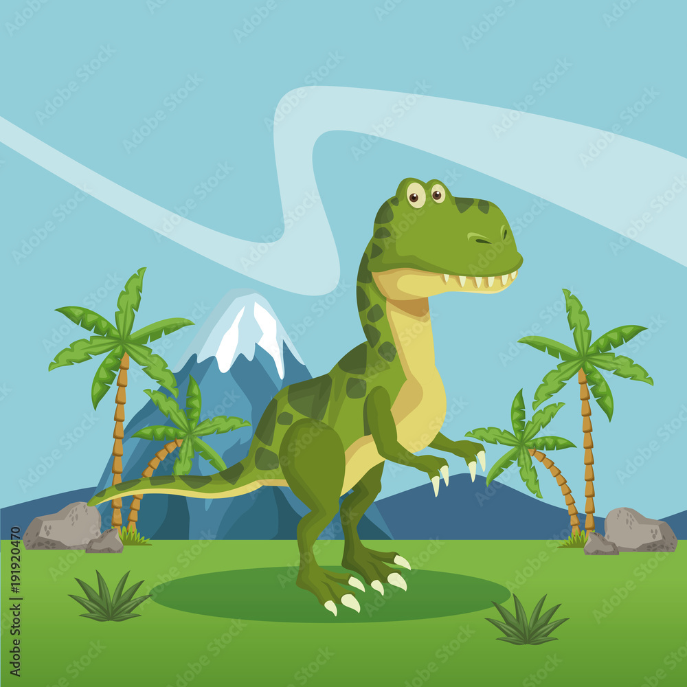 Dinosaur in the forest icon vector illustration graphic design