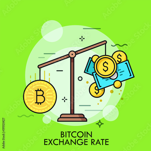 Scales with bitcoin and dollar coins