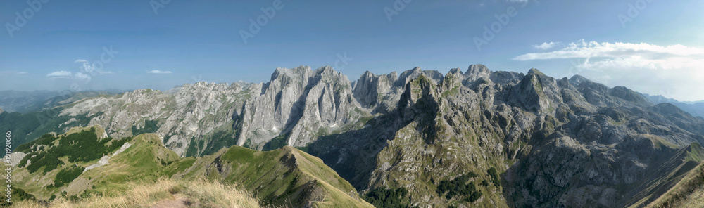 Peaks Group Panorama In Prokletije Mountains, Montenegro