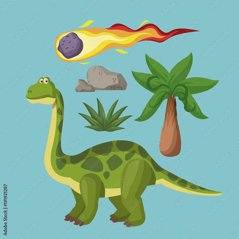 Naklejka premium Dinosaurs extinction cartoons icon vector illustration graphic design