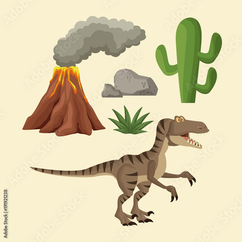 Dinosaurs elements cartoon icon vector illustration graphic design
