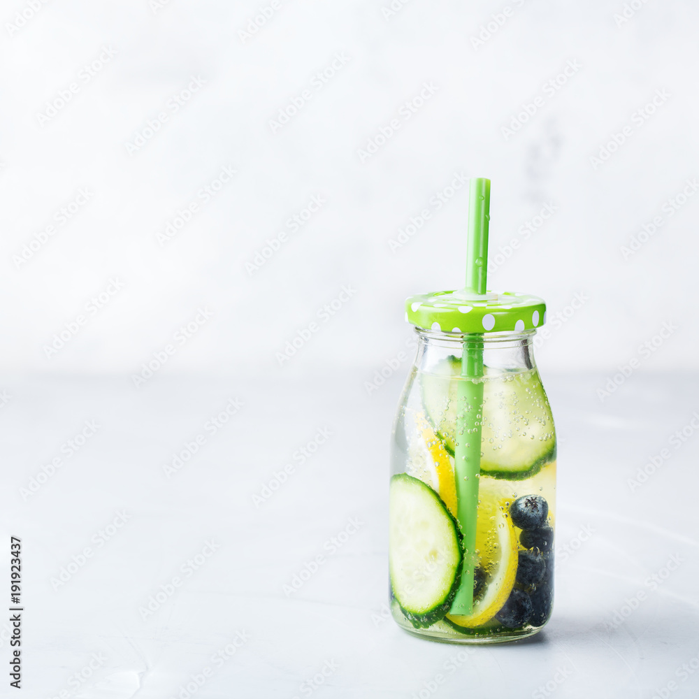 Fresh cool lemon cucumber berry infused water detox drink Fresh cool lemon cucumber berry infused water detox drink