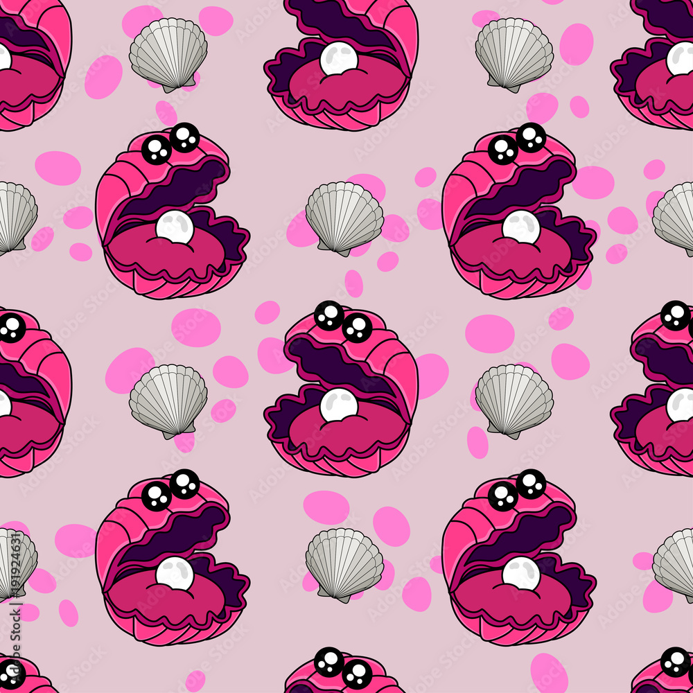 Cute kids shell pattern for girls and boys. Colorful shell on the ...