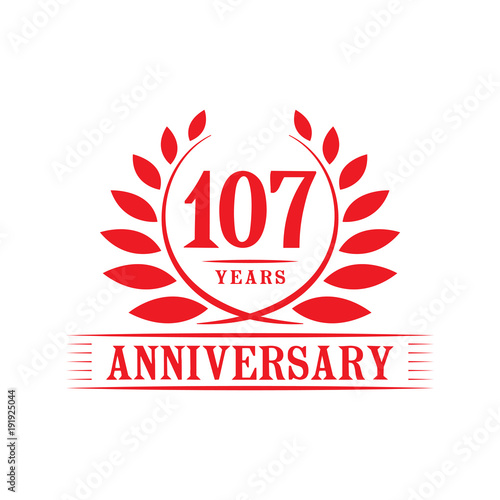 107 years anniversary logo template. 