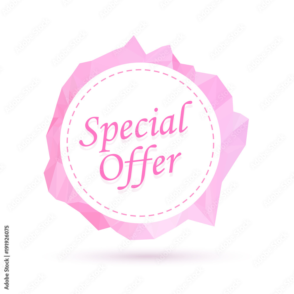 Special offer, pink label. Vector illustration