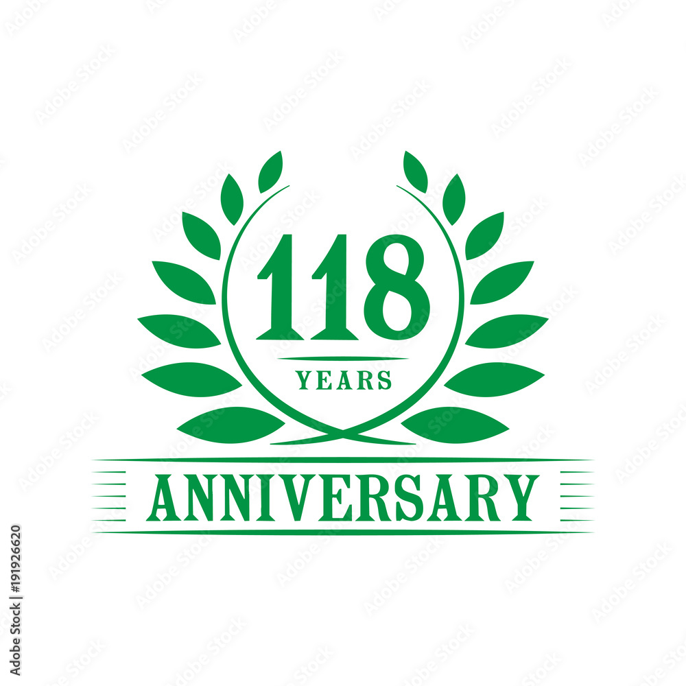 118 years anniversary logo template.
118 years anniversary logo template.