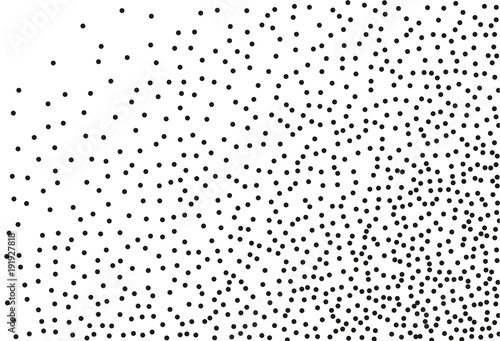 Random halftone. Pointillism style. Background with irregular, chaotic dots, points, circle. 