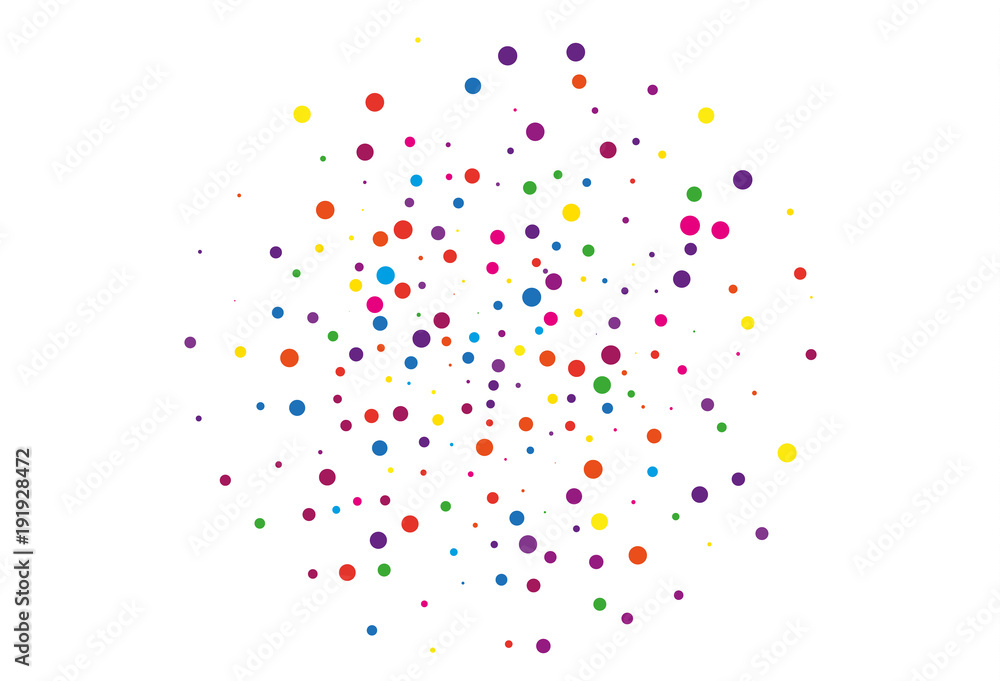 Festival pattern with color round glitter, confetti. Random, chaotic polka dot. 