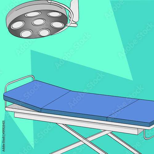 Operating room. vector. Table and medical lighting.