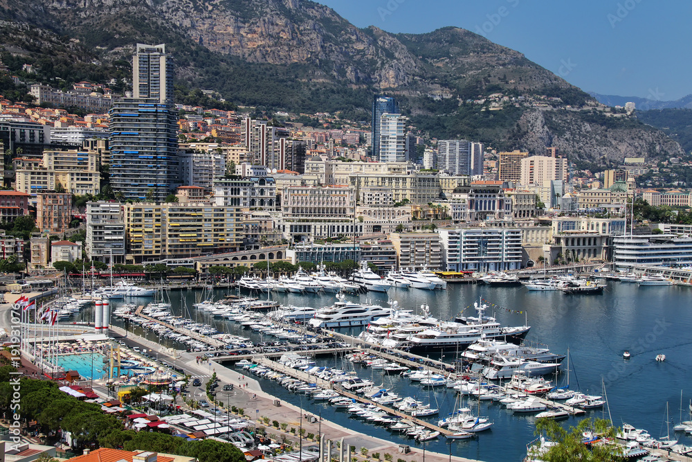 View of La Condamine ward and Port Hercules in Monaco