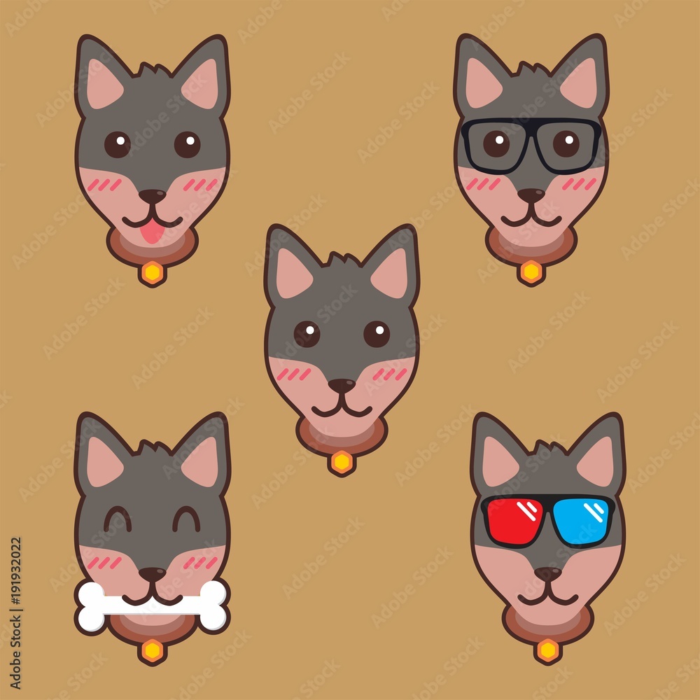 Obraz premium Cute Dog Cartoon Vector Design Illustration Template