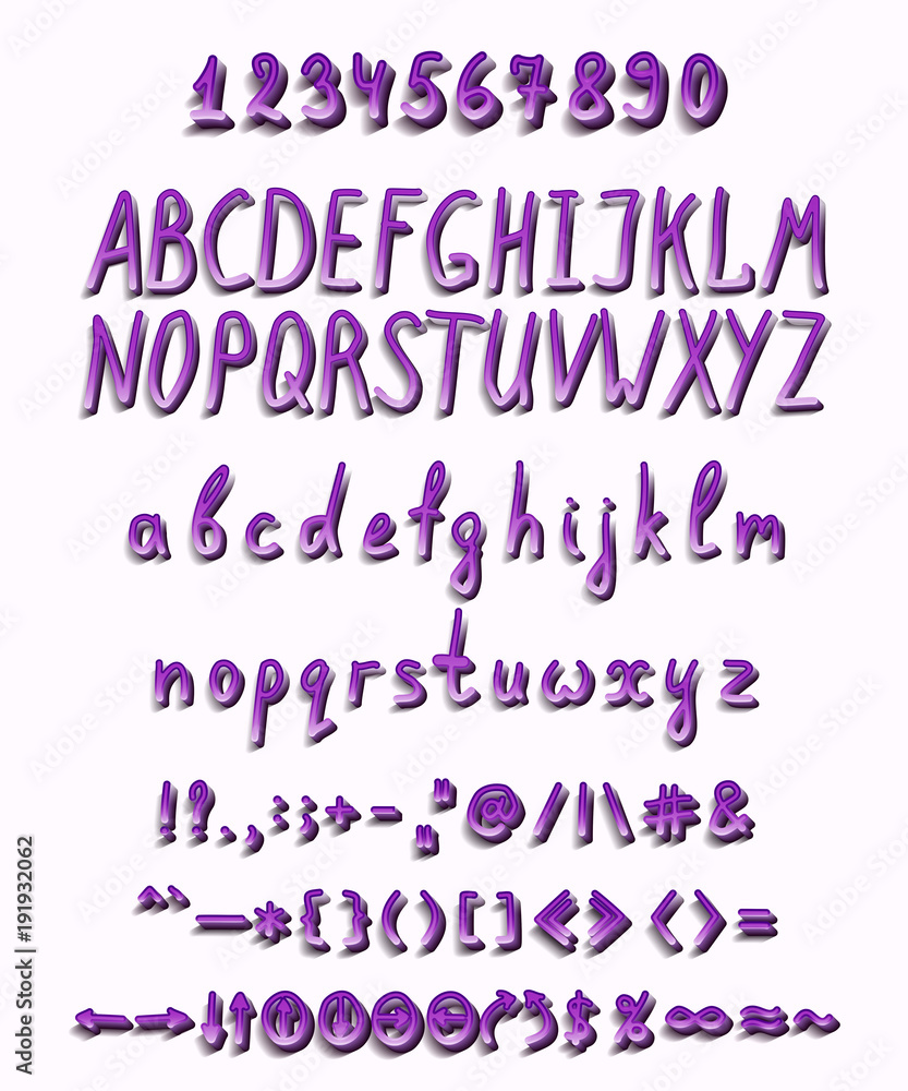 Three-dimensional font with a full set of elements Three-dimensional font with a full set of elements