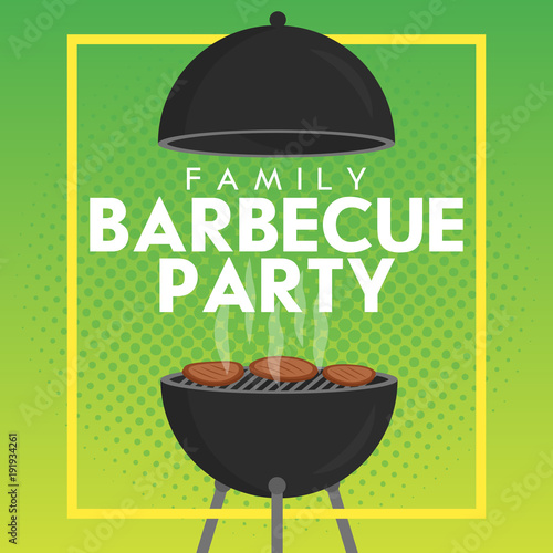 Lovely vector barbecue party invitation design template. Trendy BBQ cookout poster design