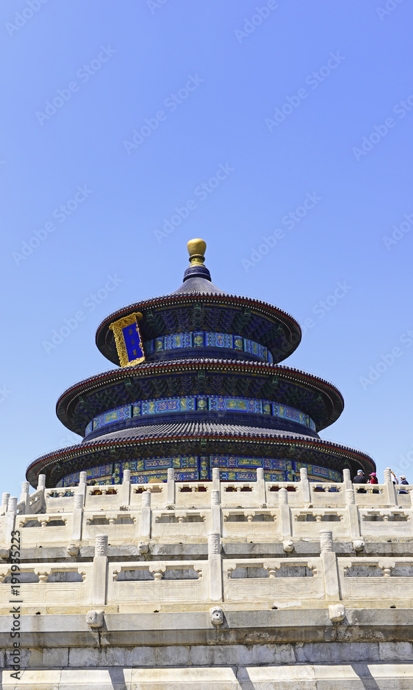 The hall of prayer in tiantan park is in Beijing, China