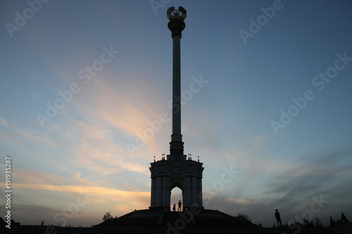 Monumental column in central Dushanbe