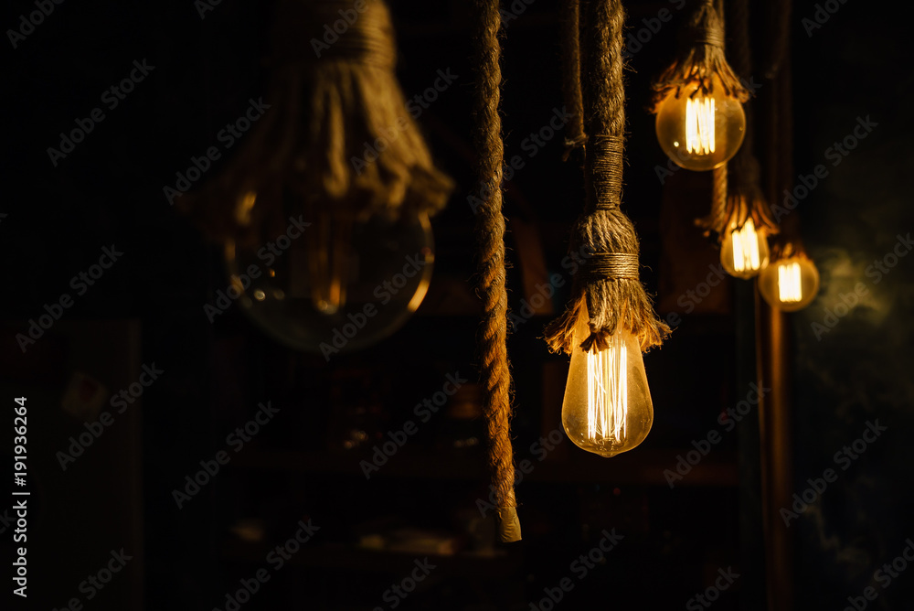 Chandelier from Rope, Nice decoration lightning bulb